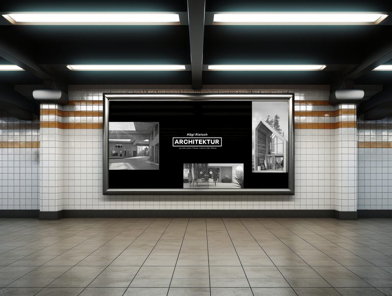 Advertising panel in a metro station