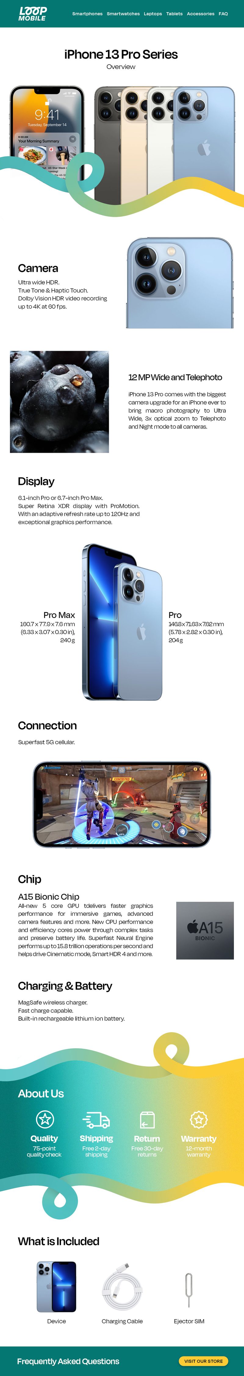 iPhone 13 Pro Series landing page, complete