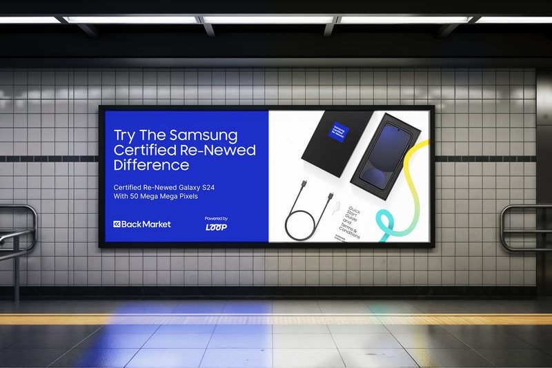 Co-branded billboard on a station platform