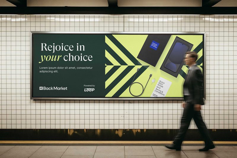 Poster on a station platform wall