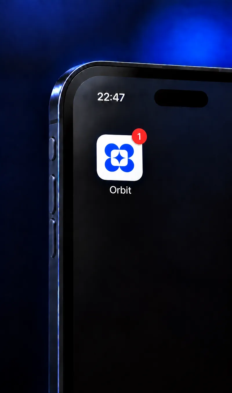 Orbit app icon on a phone home screen