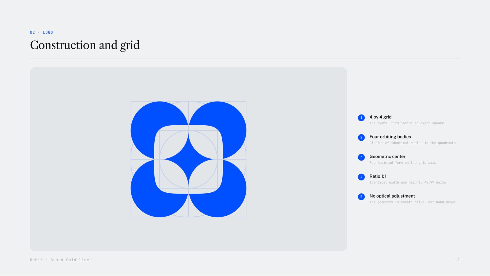 Logo construction and grid