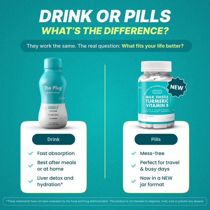Drink or pills, side by side